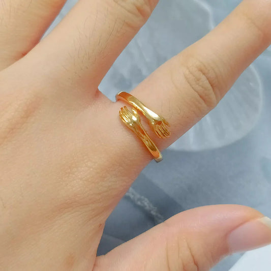 Gold Plated Friendship Loved Ones Hug Ring