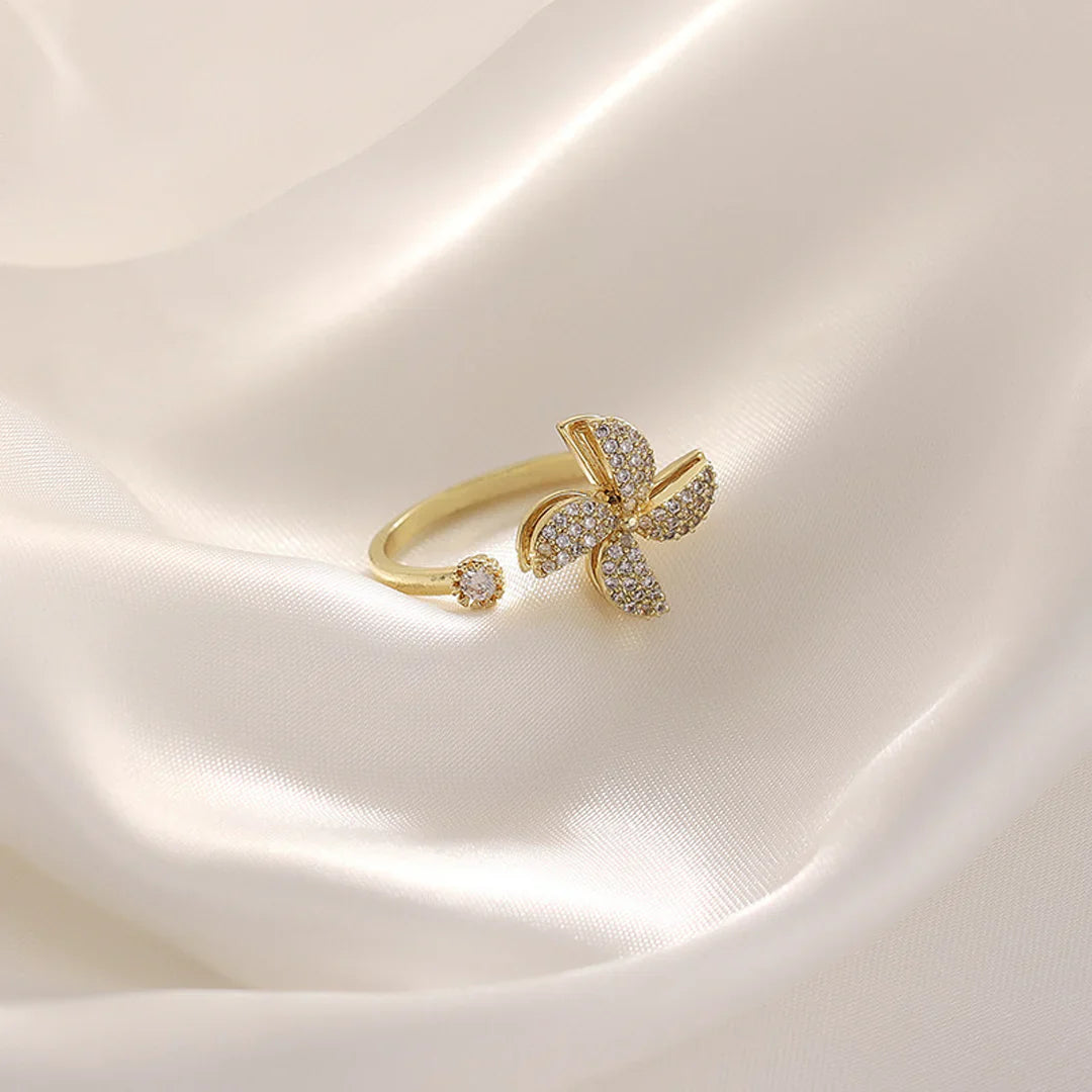 Golden Adjustable Stone Windmill Rotating Ring